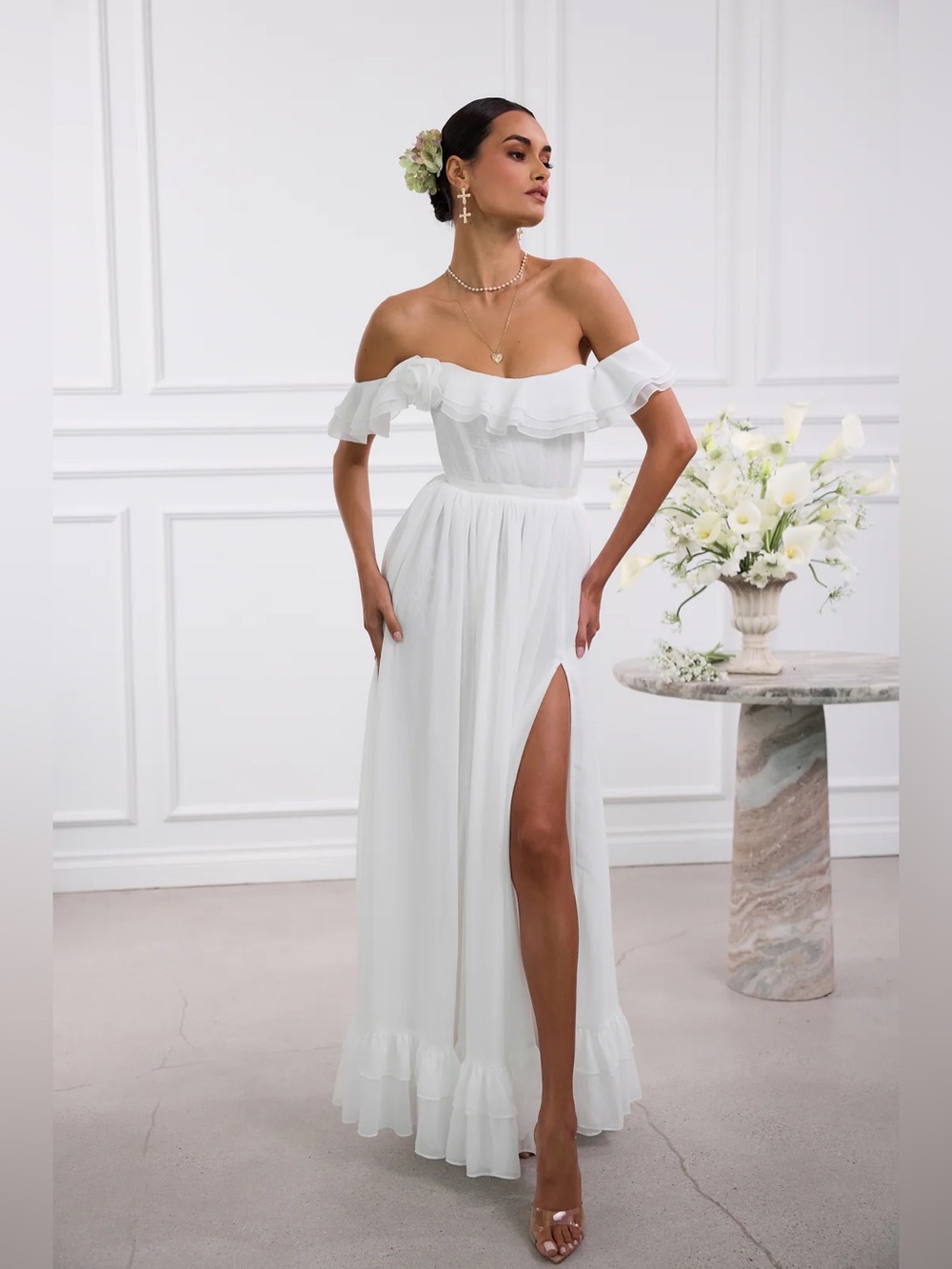 V. Chapman Rosetta Dress in White- NWT